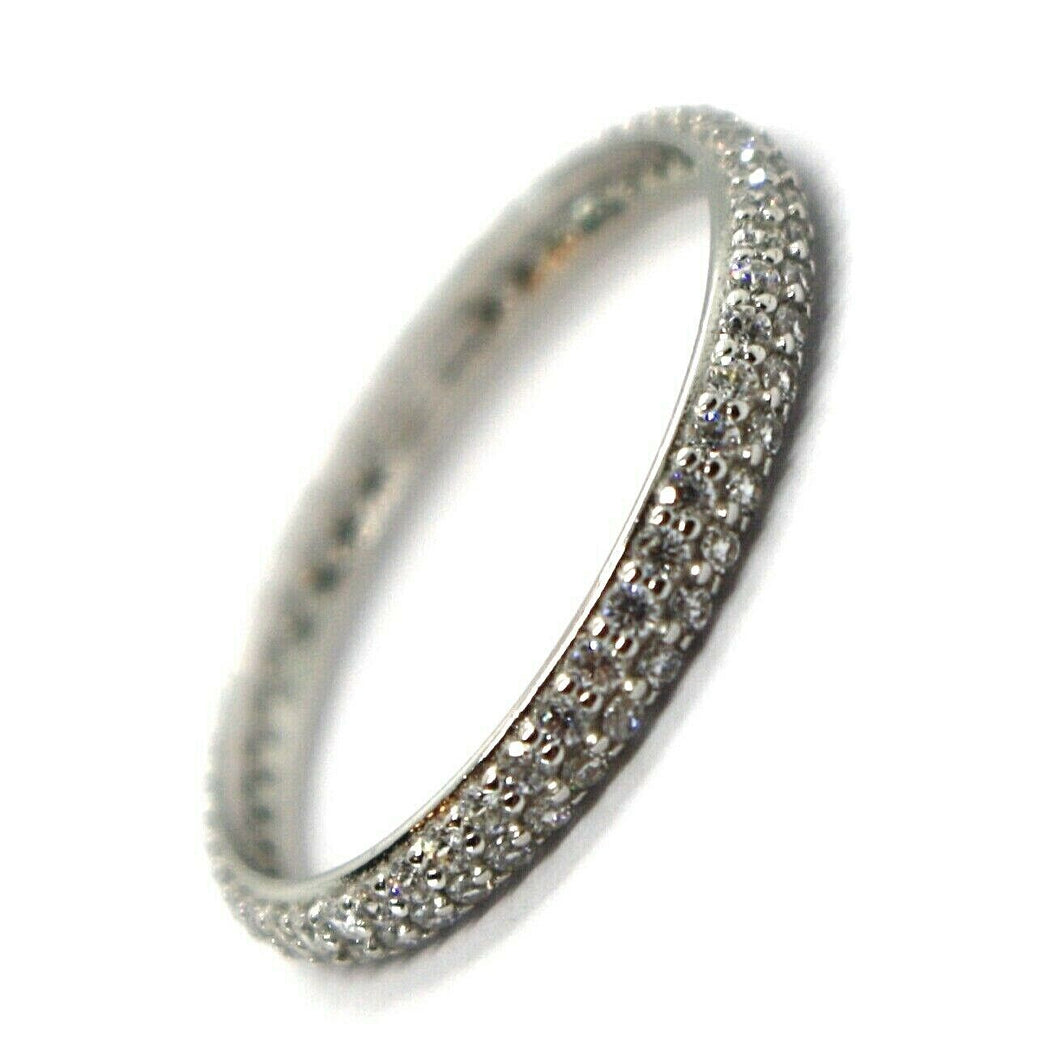 18k white gold eternity band ring, double cubic zirconia row, thickness 2.5 mm.