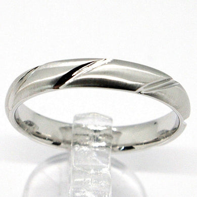 18k white gold band braided ring, braid woven, satin, made in Italy.