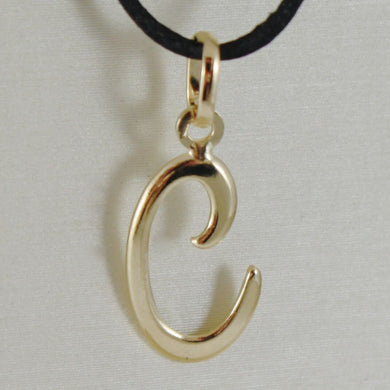 18k yellow gold pendant charm initial letter C, slightly rounded slab 19mm.