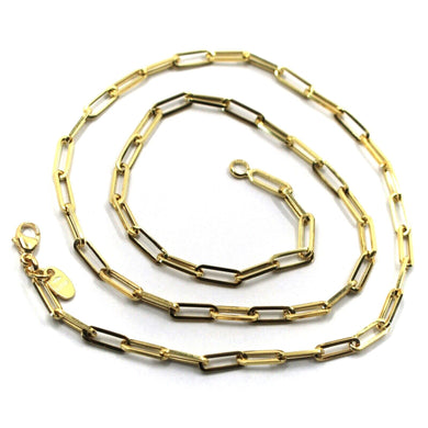 18k yellow gold chain necklace squared oval paper clip 3x10mm links, 18