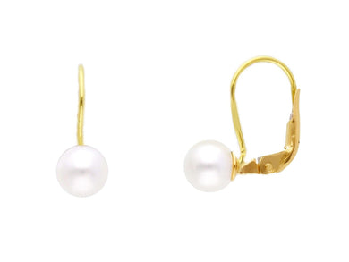 18k yellow gold pendant leverback earrings with 6.5/7mm freshwater white pearls.