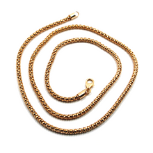 Load image into Gallery viewer, 18k rose gold basket rounded 2.2mm tube basket popcorn chain necklace, 16&quot;.
