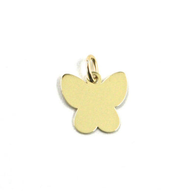 SOLID 18K YELLOW GOLD PENDANT MINI FLAT BUTTERFLY LENGTH 1 CM, 0.4 INCHES, CHARM.