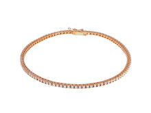 Load image into Gallery viewer, 18K ROSE GOLD TENNIS BRACELET WHITE 2mm CUBIC ZIRCONIA ROUND CUT, 18cm, 7.1&quot;.

