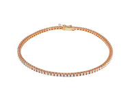 18K ROSE GOLD TENNIS BRACELET WHITE 2mm CUBIC ZIRCONIA ROUND CUT, 18cm, 7.1