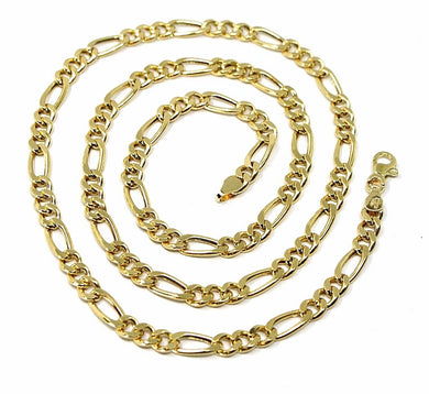 18k gold figaro gourmette rounded chain 4 mm width, 24