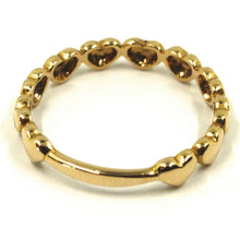Load image into Gallery viewer, SOLID 18K YELLOW GOLD BAND RING, ROW OF ROUNDED HEARTS, HEART, MADE IN ITALY.
