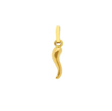 Load image into Gallery viewer, 18K YELLOW GOLD SMALL 12mm 0.47&quot; ROUNDED LUCKY HORN PENDANT SMOOTH BRIGHT
