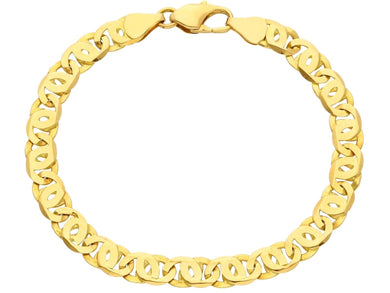 SOLID 18K YELLOW GOLD BRACELET FLAT BIG 6mm TIGER EYE INFINITE LINK, 21 CM, 8.3