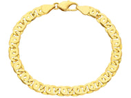 SOLID 18K YELLOW GOLD BRACELET FLAT BIG 6mm TIGER EYE INFINITE LINK, 21 CM, 8.3