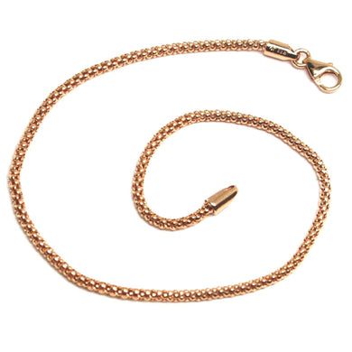 18k rose gold bracelet basket round tube popcorn link 1.8 mm, 19cm made in Italy.