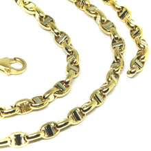 Load image into Gallery viewer, 18K YELLOW WHITE GOLD CHAIN SAILOR&#39;S NAUTICAL MARINER BIG OVAL 4mm LINK, 20&quot;

