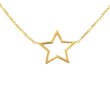 Load image into Gallery viewer, 18K YELLOW GOLD NECKLACE 16mm CENTRAL STAR, ROLO OVAL 1mm CHAIN 42cm 16.5&quot;.
