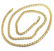 Load image into Gallery viewer, solid 18k yellow gold chain flat boat mariner oval nautical 4.5mm link 60 cm 24&quot;.
