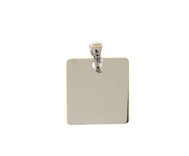 18K WHITE GOLD MEDAL PENDANT, SQUARE, SMOOTH, 14x15mm possibility of engraving.