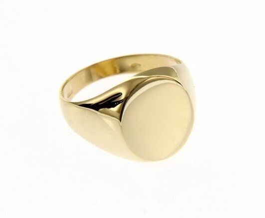 18k yellow gold band man ring round engravable bright smooth made in Italy.