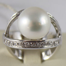 Load image into Gallery viewer, AMAZING SOLID 18K WHITE GOLD RING DIAMOND AND AUSTRALIAN PEARL DIAMETER 1.2 CM
