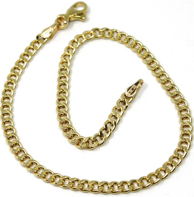 18K YELLOW GOLD BRACELET GRUMETTE GOURMETTE LINK 3 MM, 7.50 INCHES MADE IN ITALY.