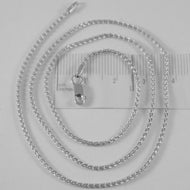 SOLID 18K WHITE GOLD SPIGA WHEAT EAR CHAIN 20 INCHES, 1.5 MM, MADE IN ITALY.