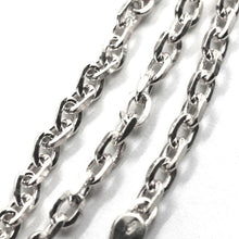 Load image into Gallery viewer, 18K WHITE GOLD SOLID CHAIN SQUARED CABLE 3.2mm OVAL LINKS, 24&quot; 60cm ITALY MADE.
