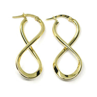 18K YELLOW GOLD PENDANT EARRINGS ONDULATE BIG INFINITE 3.5cm, 1.38