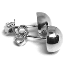 Load image into Gallery viewer, 18k white gold earrings, half sphere, diameter 10 mm, 0.4&quot;, made in Italy
