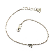 18k white gold rolo thin bracelet with central small 5mm letter initial F.