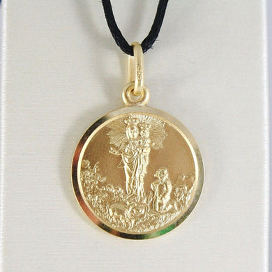 solid 18k yellow gold Madonna Our Virgin Mary Lady of the Guard 13 mm round medal pendant very detailed.