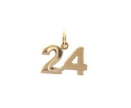 18k rose gold number 24 twenty four small pendant charm, 0.4