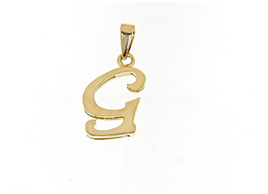18K YELLOW GOLD LUSTER PENDANT WITH INITIAL G LETTER G MADE IN ITALY 0.71 INCHES.