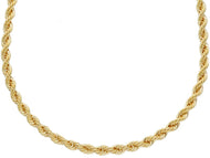 9K YELLOW GOLD 4mm ROPE CHAIN BRAID ROPE CORD, HOLLOW NECKLACE, LENGTH 23.6