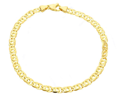 SOLID 18K YELLOW GOLD BRACELET FLAT 4.5mm TIGER EYE INFINITE LINK, 21 CM, 8.3