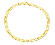 SOLID 18K YELLOW GOLD BRACELET FLAT 4.5mm TIGER EYE INFINITE LINK, 21 CM, 8.3