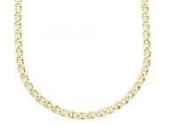 18K YELLOW WHITE GOLD SOLID CHAIN NECKLACE 2.5mm FLAT OVAL MARINER 20