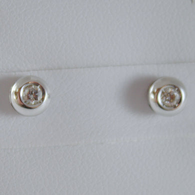 18k white gold round earrings with diamond diamonds 0.13 carats, made in Italy.