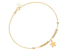 Load image into Gallery viewer, 18K YELLOW GOLD RIGID BANGLE CABLE TUBE BRACELET, SPHERES, PENDANT FLAT STAR.
