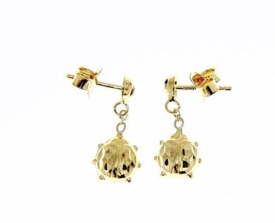 18K YELLOW GOLD EARRINGS WITH VERY SHINY LADYBIRD WORKED MADE IN ITALY 0.63 IN.