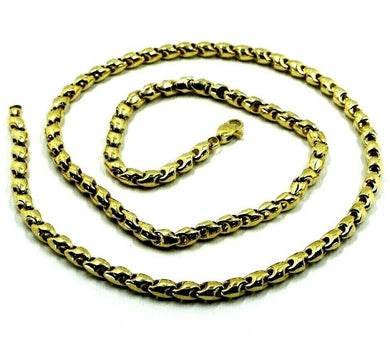 18K YELLOW GOLD CHAIN 4mm TUBE ROUNDED DROP LINK 50cm 20