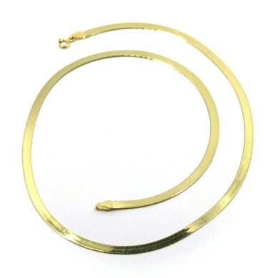 18K YELLOW GOLD CHAIN FLAT 3.5mm BOX SNAKE FISHBONE, 18