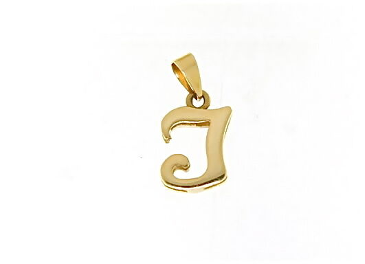 18K YELLOW GOLD LUSTER PENDANT WITH INITIAL I LETTER I MADE IN ITALY 0.71 INCHES.