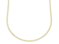 18K YELLOW WHITE GOLD SOLID CHAIN NECKLACE SMALL 1.5mm FLAT OVAL MARINER 16