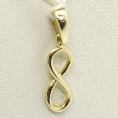 18K YELLOW GOLD PENDANT CHARM INFINITY INFINITE, MADE IN ITALY 0.8 INCHES, 20 MM.