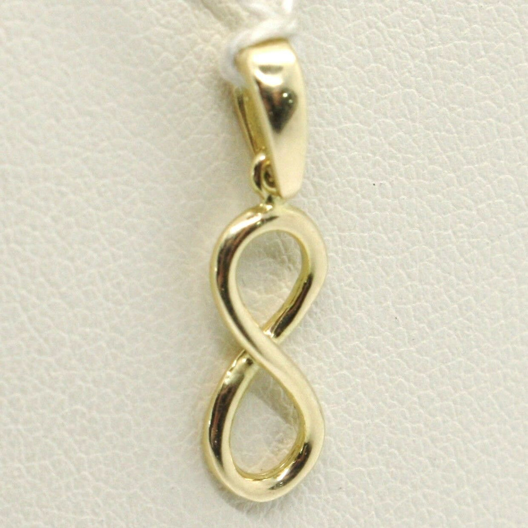 18K YELLOW GOLD PENDANT CHARM INFINITY INFINITE, MADE IN ITALY 0.8 INCHES, 20 MM