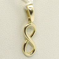 18K YELLOW GOLD PENDANT CHARM INFINITY INFINITE, MADE IN ITALY 0.8 INCHES, 20 MM.