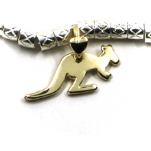 Load image into Gallery viewer, 925 STERLING SILVER TUBES CUBES BRACELET, 9K YELLOW GOLD 20mm KANGAROO PENDANT.

