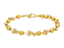 Load image into Gallery viewer, 18k yellow gold three wires bracelet, 18cm, 7.1&quot;, satin and diamond cut spheres.
