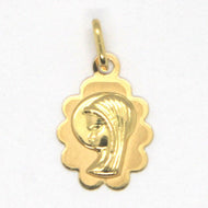 18K YELLOW GOLD MEDAL PENDANT, WITH FLOWER VIRGIN MARY, MADONNA, LENGTH 0.87.