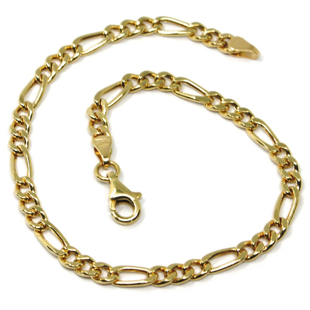 18k yellow gold bracelet 3.5 mm rounded figaro gourmette alternate 3+1, 7.9