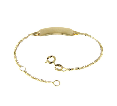 18k yellow gold  baby bracelet engraving plate double ovals chain 5.1-5.9