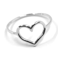 SOLID 18K WHITE GOLD HEART LOVE RING, 10mm DIAMETER HEART CENTRAL MADE IN ITALY.